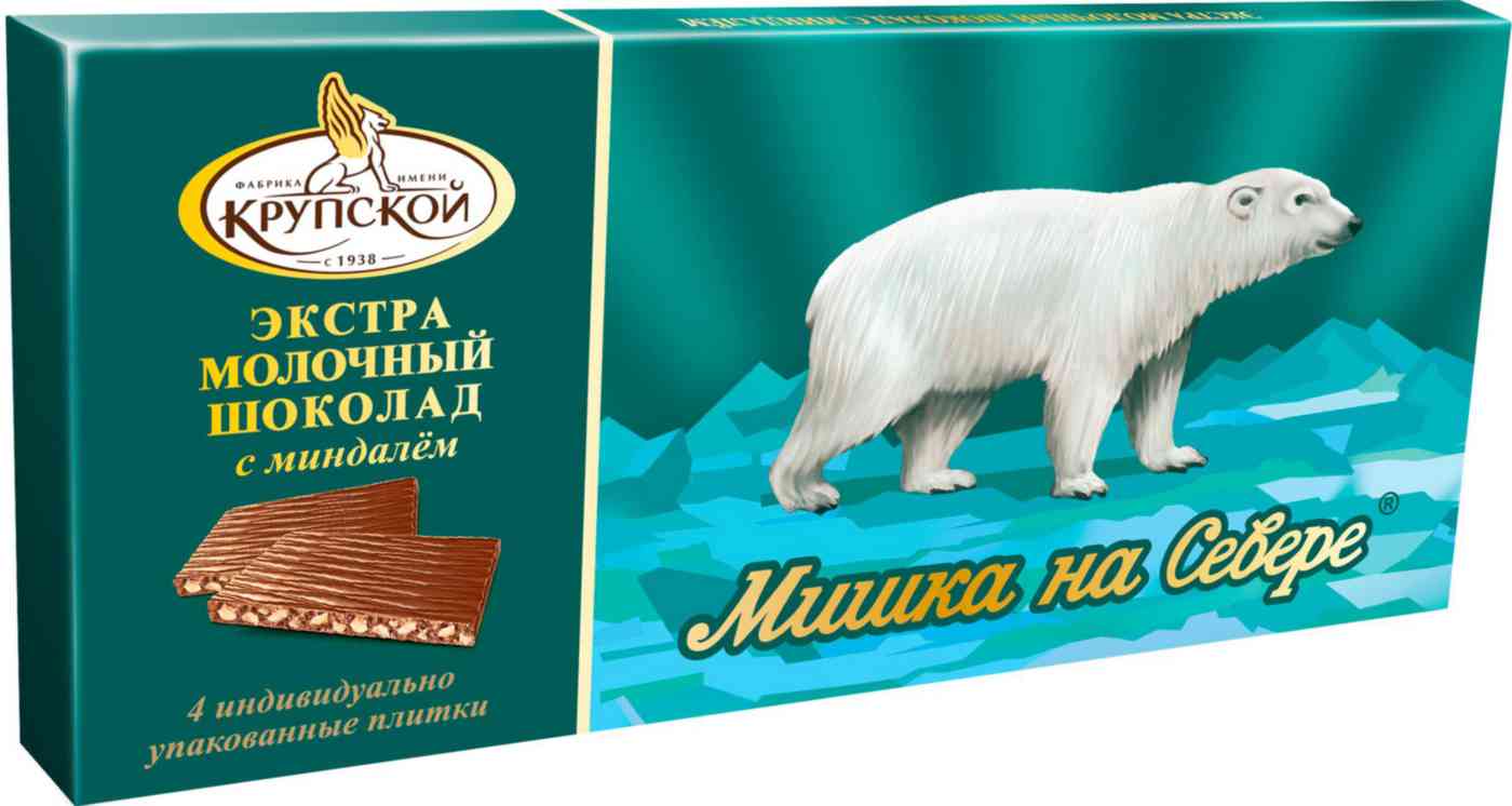 Шоколад молочный Мишка на Севере с миндалём