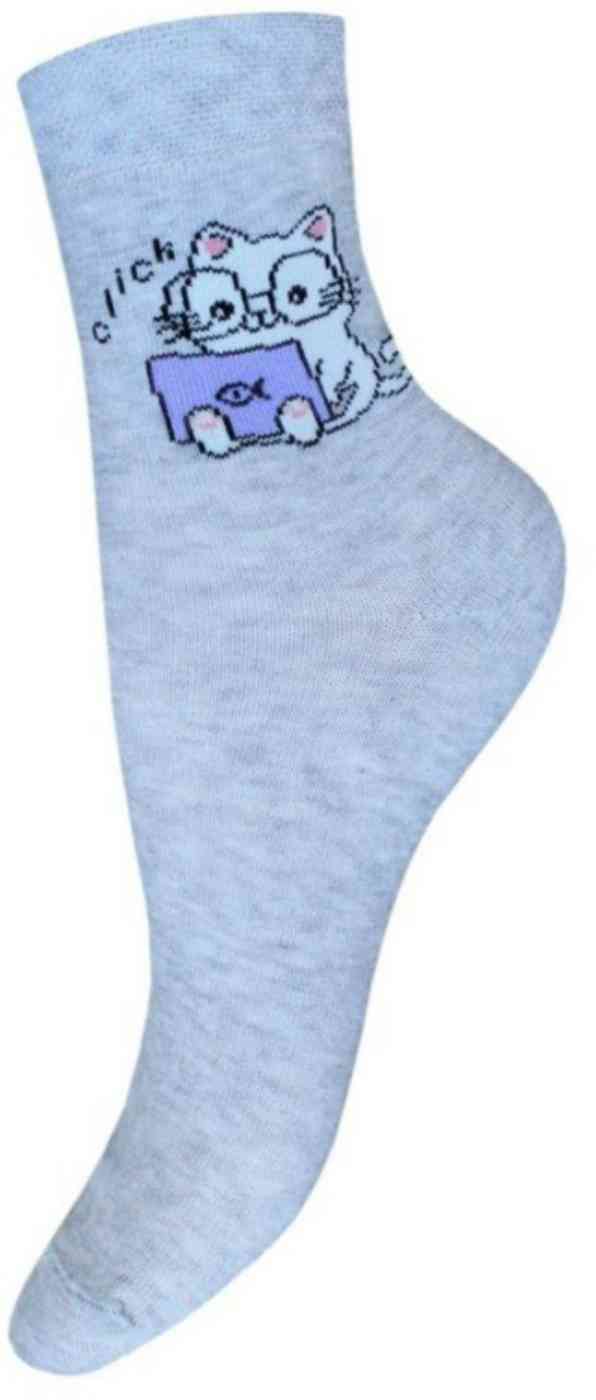 

Носки детские БЧК котик, цвет светло-серый меланж