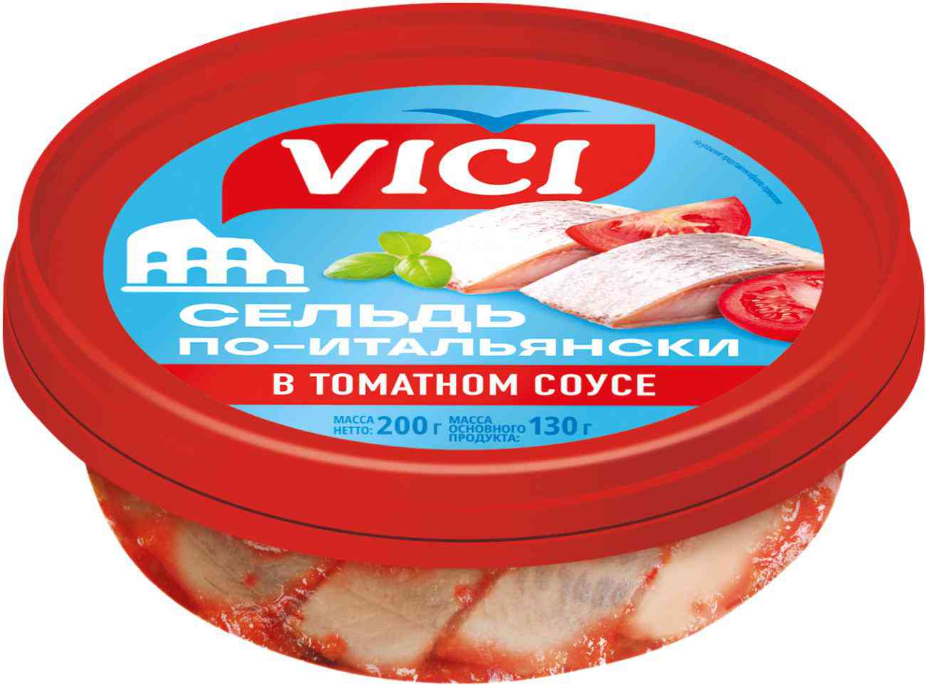 

Сельдь по-итальянски Vici филе-кусочки в томатном соусе Россия