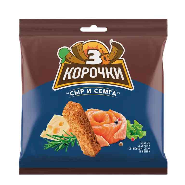 Сухарики 3 Корочки со вкусом сёмги с сыром