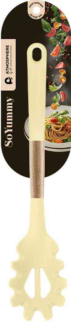 

Ложка для спагетти силиконовая Atmosphere of art с деревянной ручкой цвет: желтый