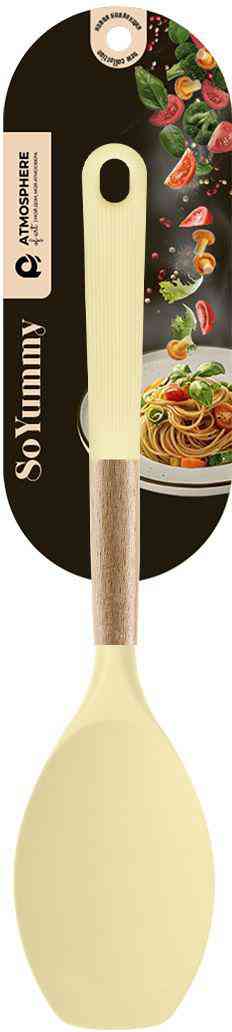 

Лопатка силиконовая Atmosphere of art с деревянной ручкой узкая цвет: желтый
