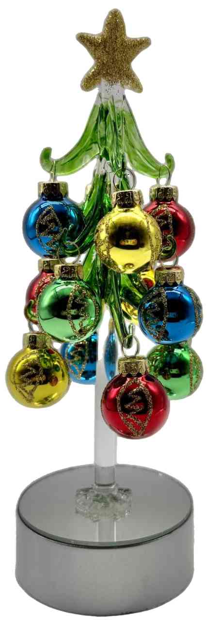 

Декоративное украшение LED Ёлочка с шарами, стекло