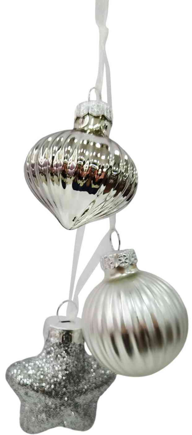 

Набор ёлочных украшений серебристых, стекло