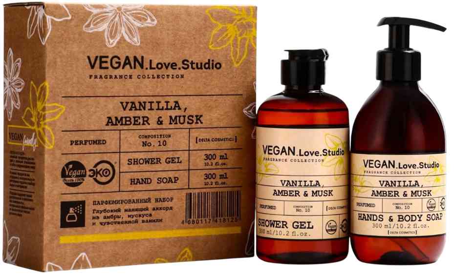 

Подарочный набор Vegan.Love.Studio Vanilla, Amber & Musk (гель для душа, мыло)