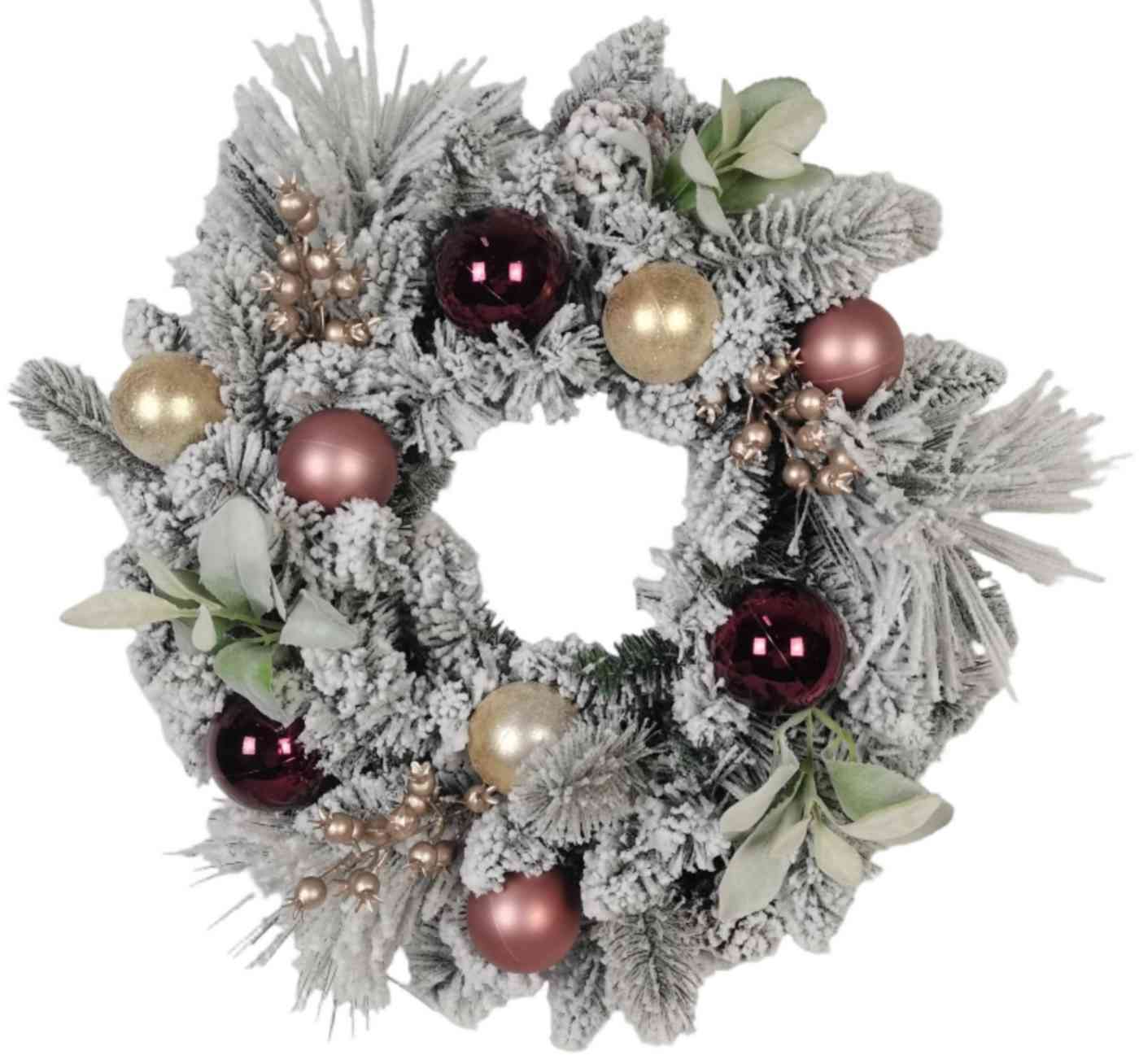 

Венок новогодний заснеженный с шарами