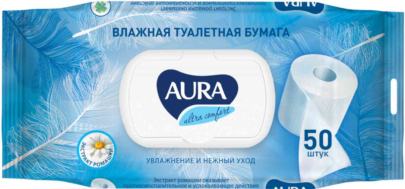 Туалетная бумага влажная Aura