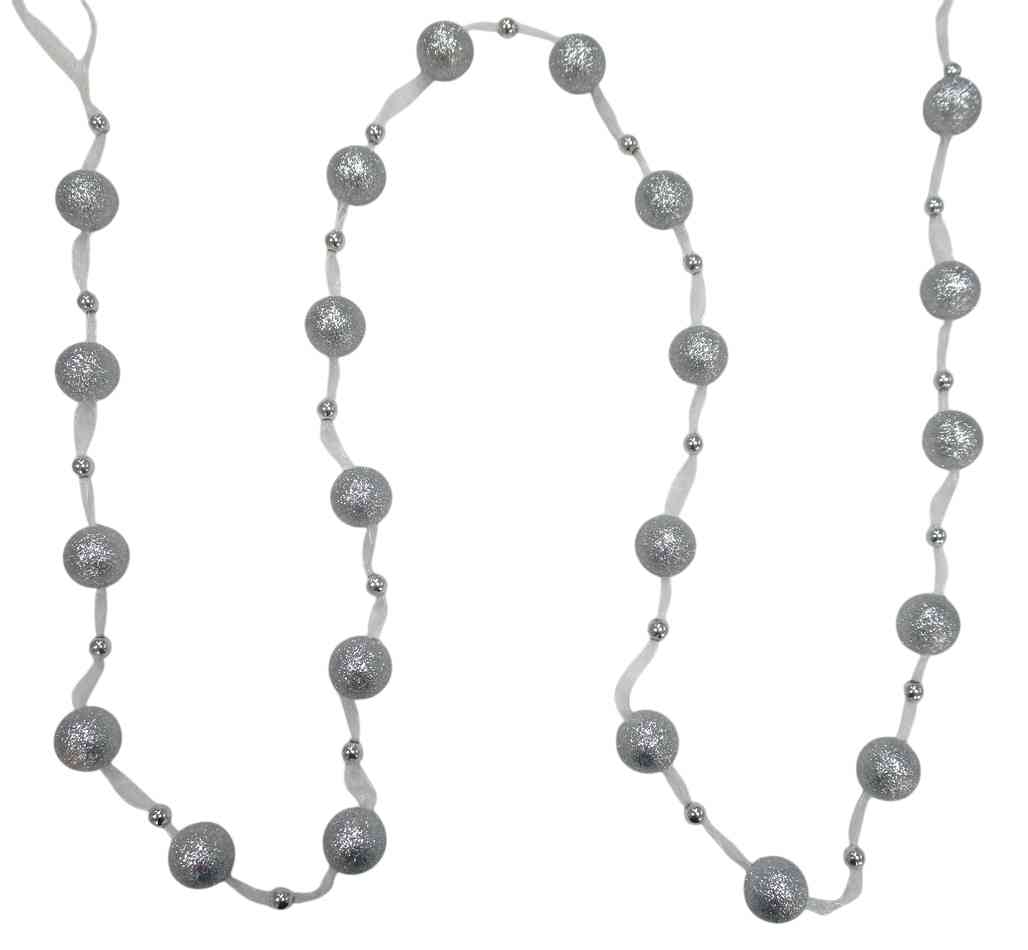 

Бусы декоративные новогодние серебристые