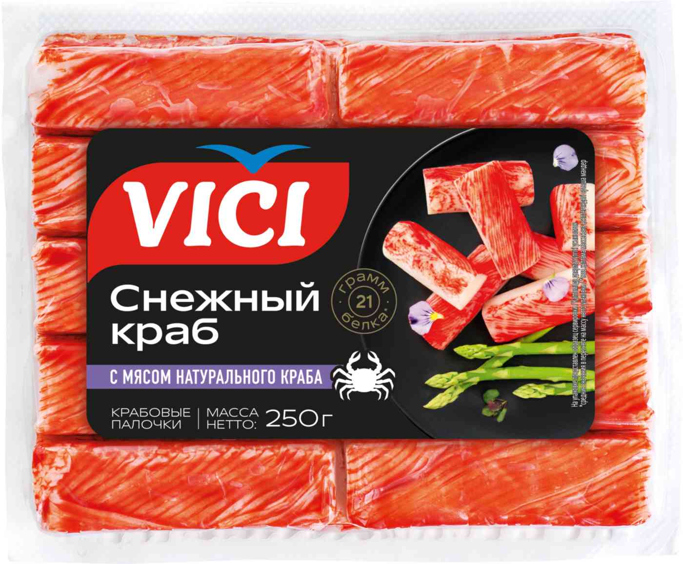 

Крабовые палочки из сурими Vici Снежный краб с мясом натурального краба