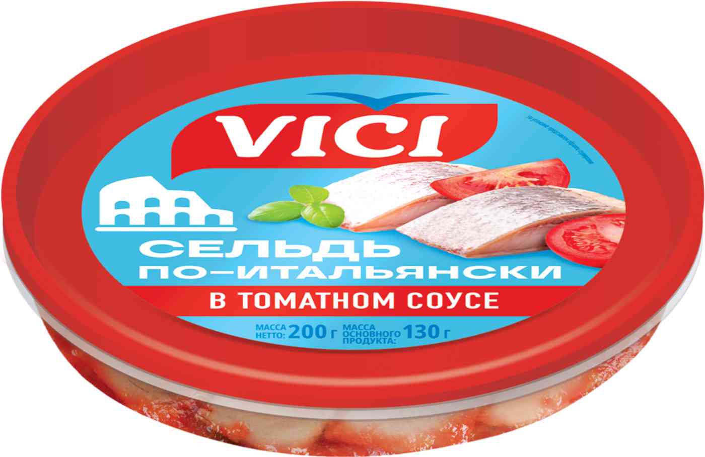 

Сельдь по-итальянски Vici филе-кусочки в томатном соусе Россия