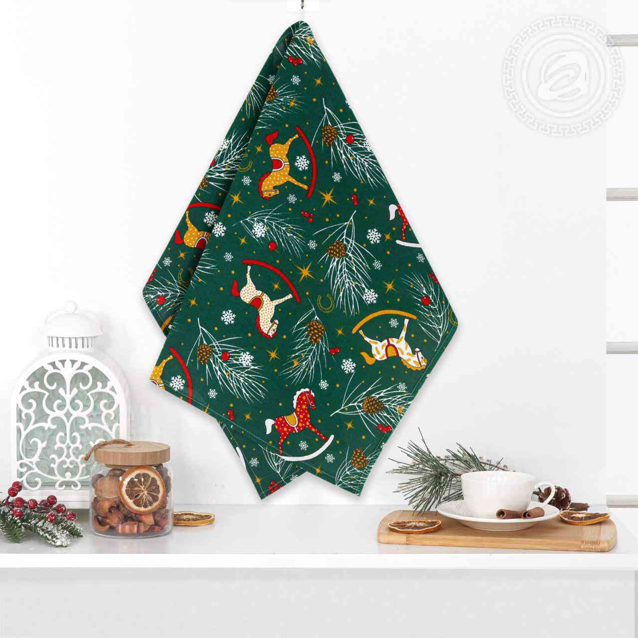 

Полотенце кухонное рогожка Лошадки