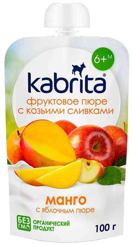 

Пюре Kabrita Манго с яблочным пюре с козьими сливками, с 6 месяцев