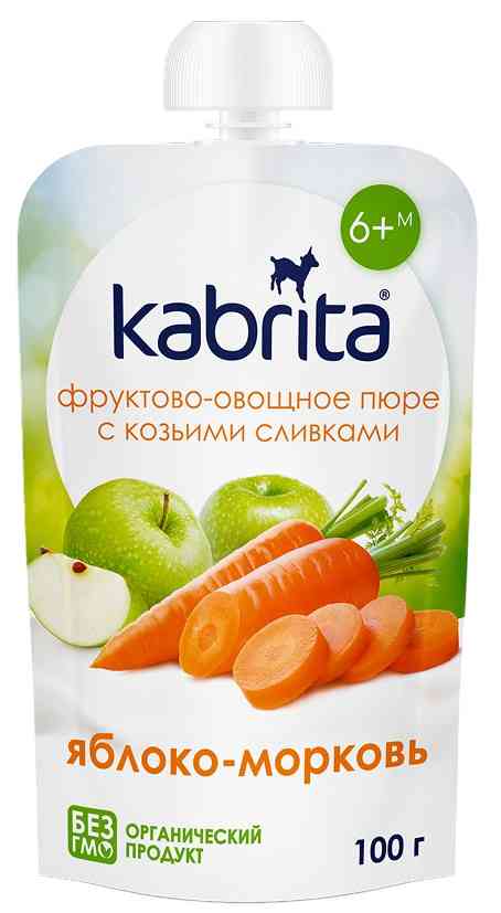 Пюре Kabrita Яблоко-морковь с козьими сливками с 6 месяцев 192₽