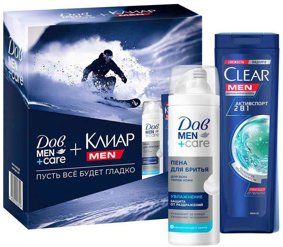 

Подарочный набор Дав + Клиар Men (шампунь, пена для бритья)