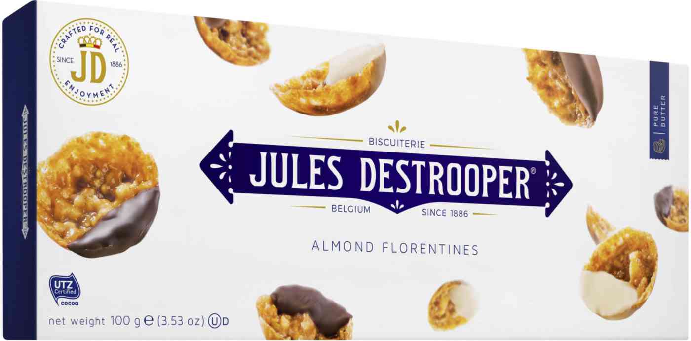 Печенье Jules Destrooper Almond Florentines с миндалём, карамелью и добавлением шоколада