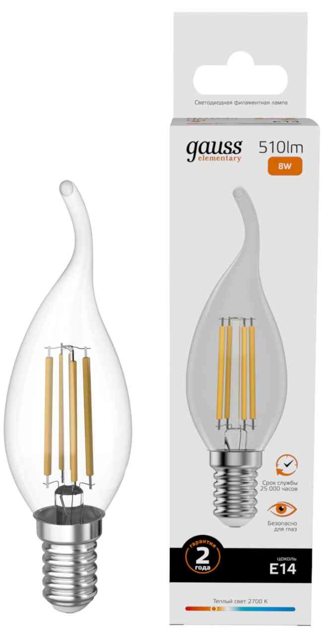 

Лампа светодиодная Gauss E14 тёплый свет, свеча на ветру