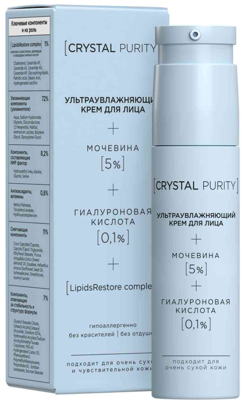 Крем для лица Crystal Purity ультраувлажняющий с мочевиной и гиалуроновой кислотой
