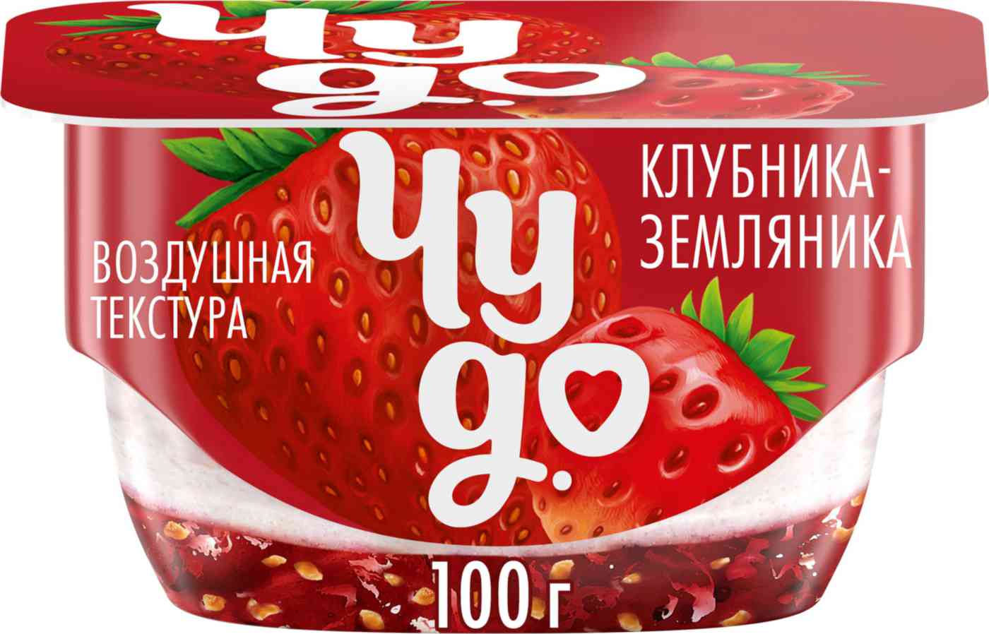 Десерт творожный двухслойный Чудо клубника-земляника 4%