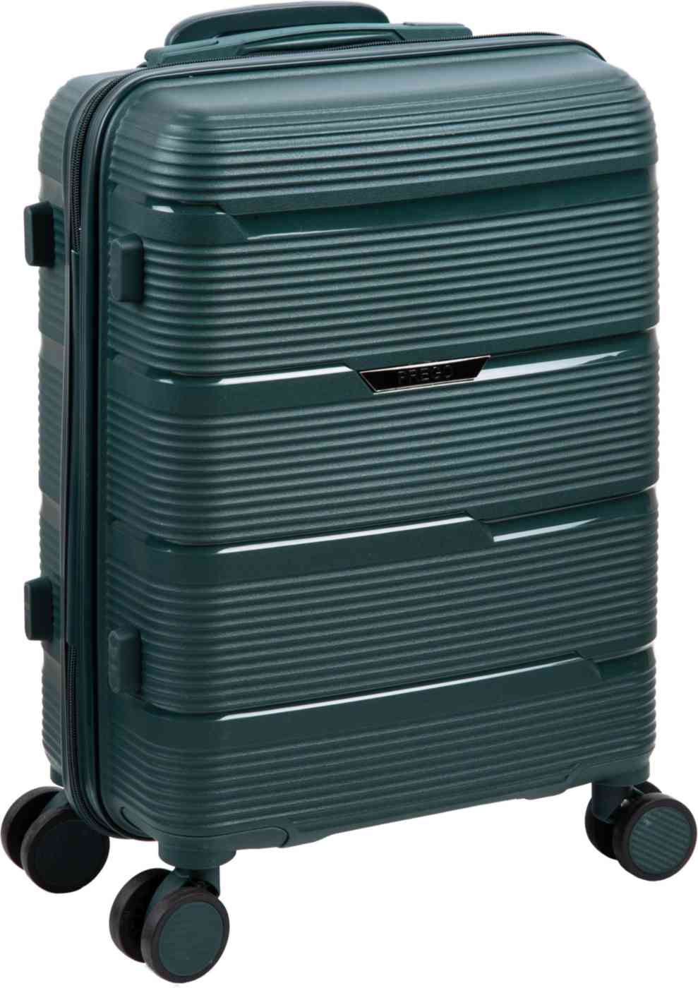 

Чемодан пластиковый Prego с полосками 42л цвет: приглушённый изумрудный