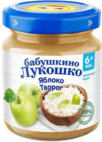 Пюре Бабушкино Лукошко яблоко-творог с 6 месяцев 100₽