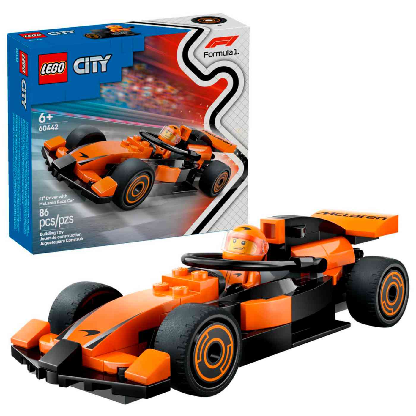 Конструктор LEGO City 60442 Гонщик F1 и его машина McLaren 6+