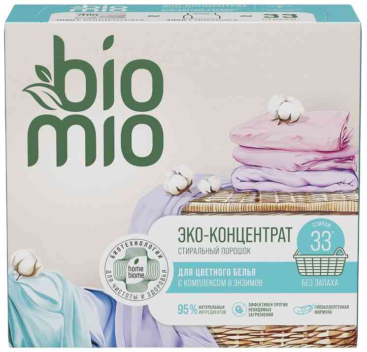 Порошок-концентрат для стирки цветного белья BioMio с ионами серебра без запаха 720₽