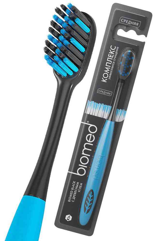 

Зубная щетка Biomed Black с древесным углем средней жесткости