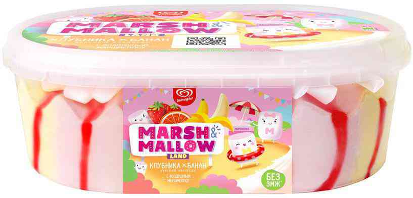 Мороженое Инмарко Marsh&Mallow Land Клубника-банан с маршмеллоу