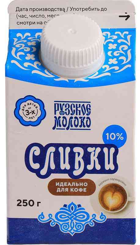 

Сливки пастеризованные Рузское молоко
