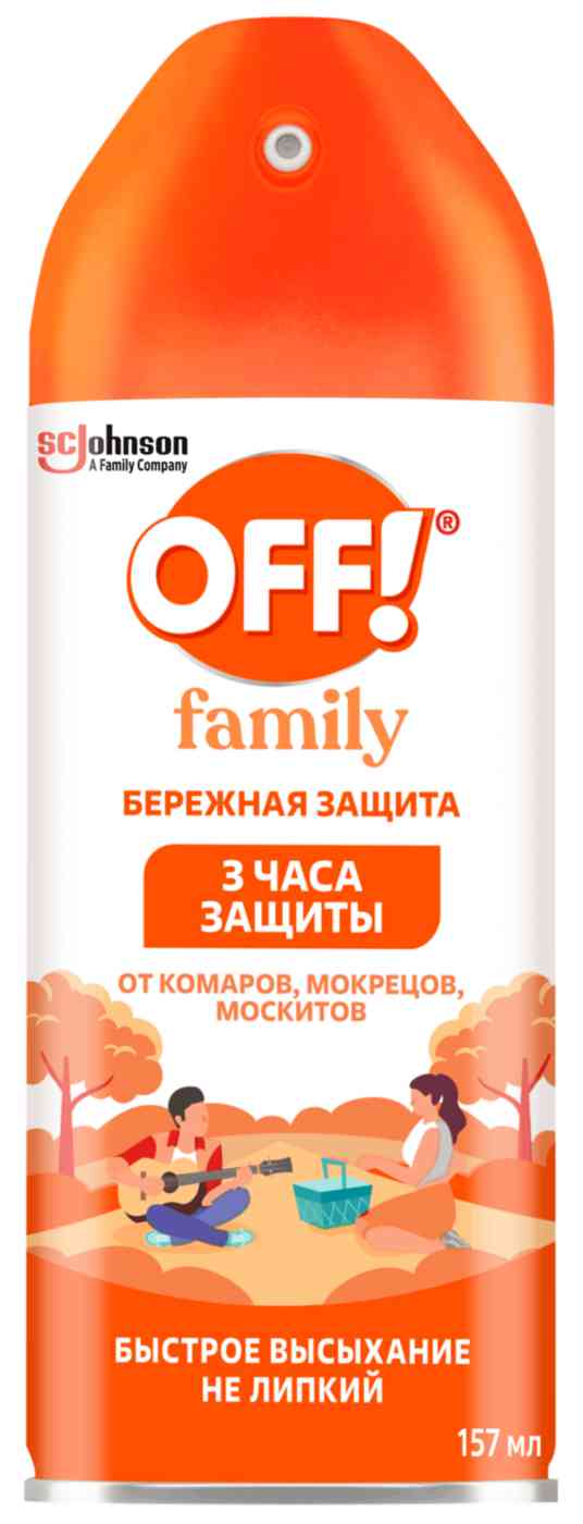 

Аэрозоль от комаров, мокрецов и москитов OFF! Family бережная защита