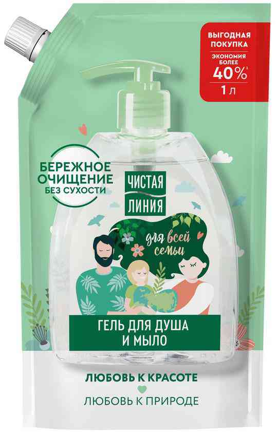 

Гель для душа-мыло Чистая Линия березовый сок сменный блок