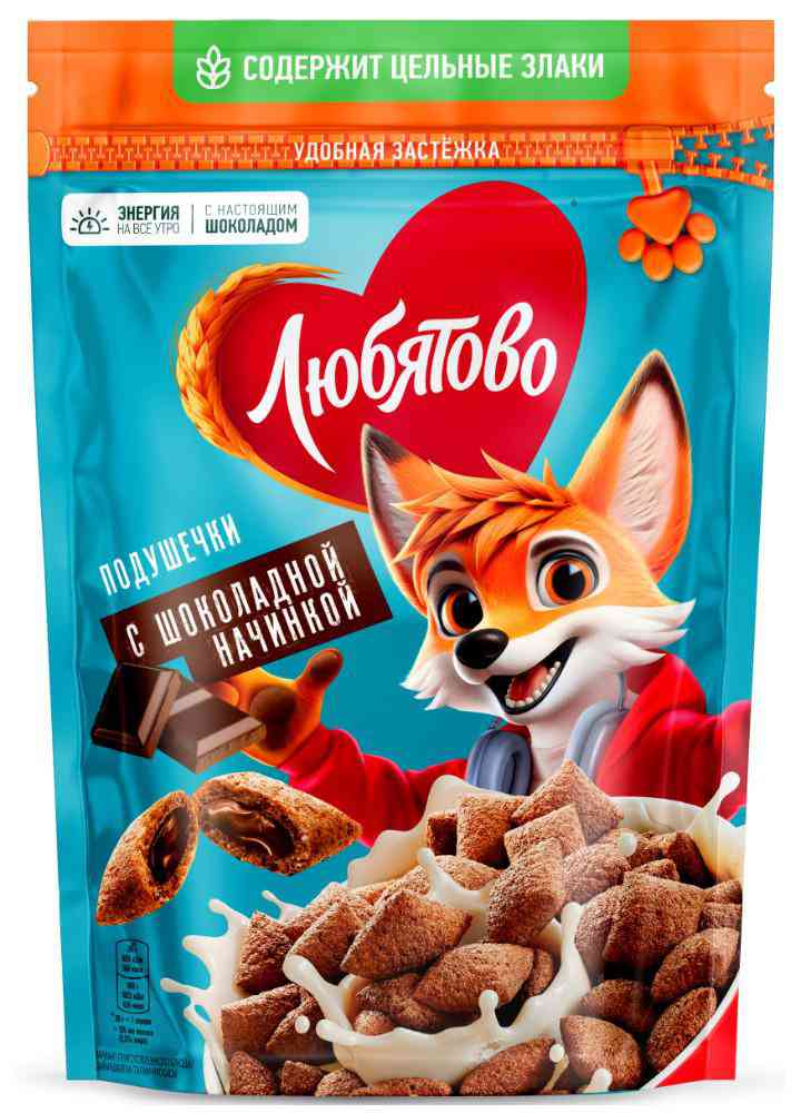 

Готовый завтрак Любятово Подушечки с шоколадной начинкой