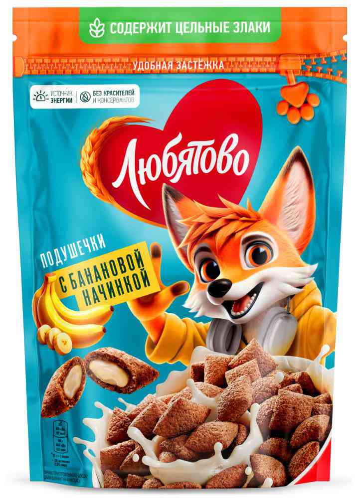 

Готовый завтрак Любятово Подушечки с банановой начинкой