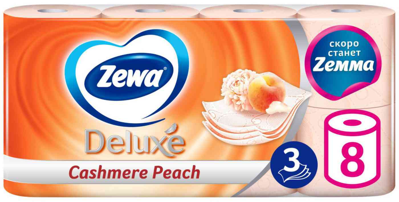 

Туалетная бумага Zewa Deluxe Персик 3 слоя