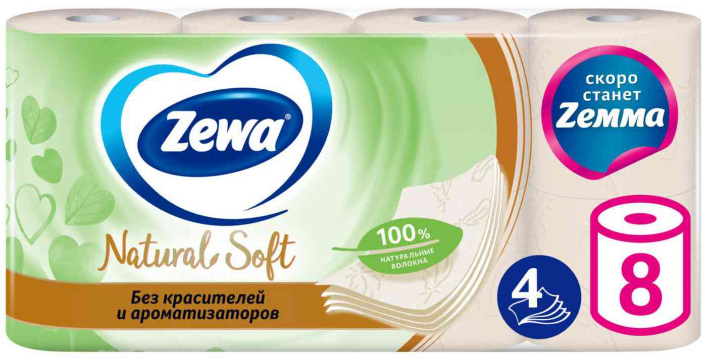 

Туалетная бумага Zewa Natural Soft 4 слоя