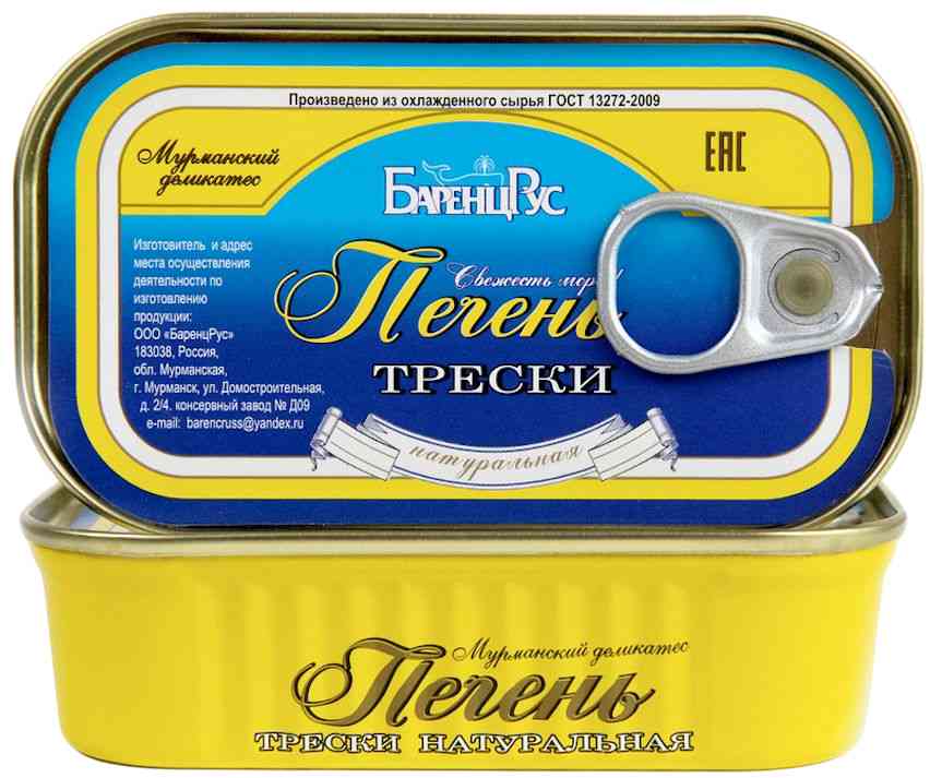 

Печень трески БаренцРус натуральная