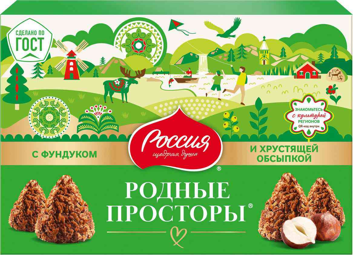 

Набор конфет Россия - Щедрая душа! Родные просторы с фундуком