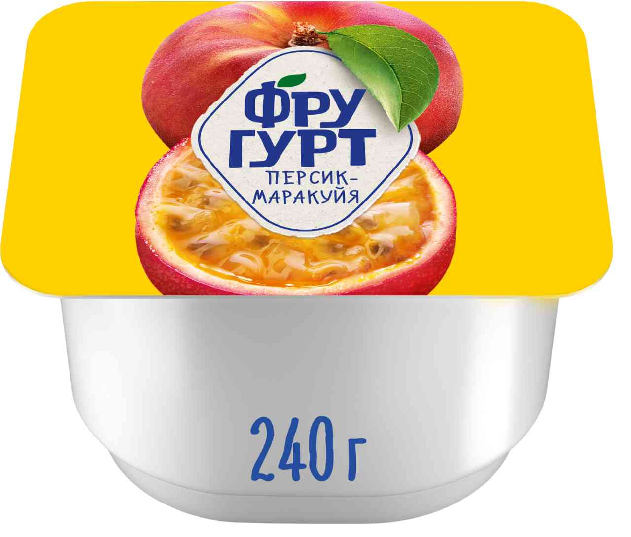 

Йогурт вязкий густой Фругурт персик-маракуйя 2%