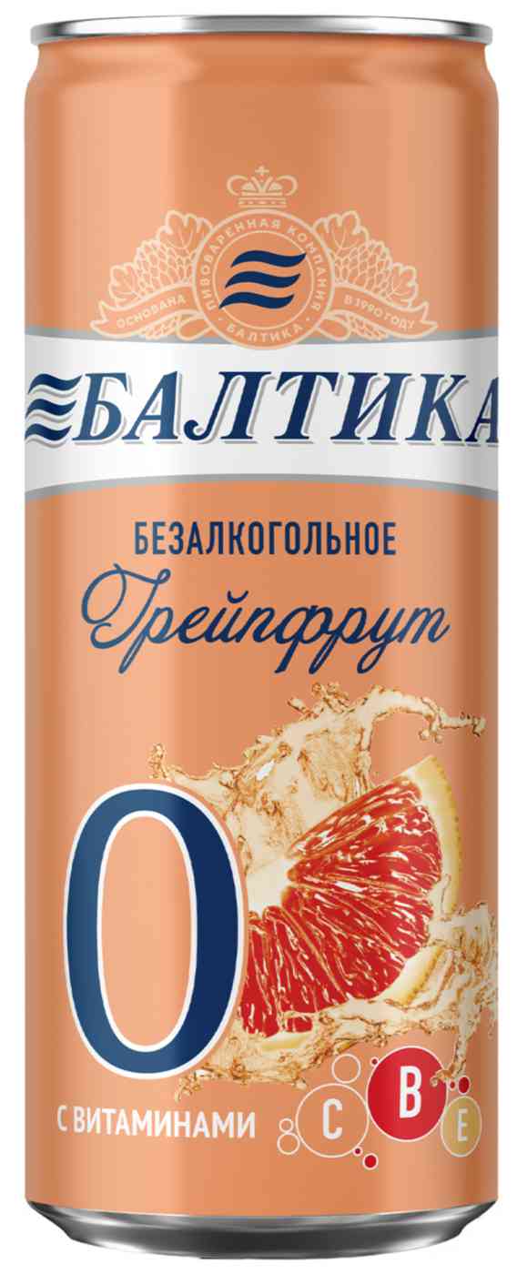 

Пивной напиток безалкогольный Балтика Освежающий грейпфрут светлый нефильтрованный