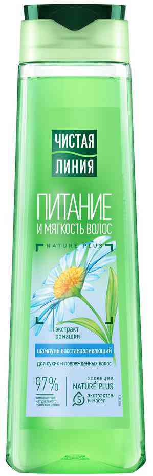 Шампунь для сухих и поврежденных волос Чистая Линия Nature Plus питание и мягкость 158₽
