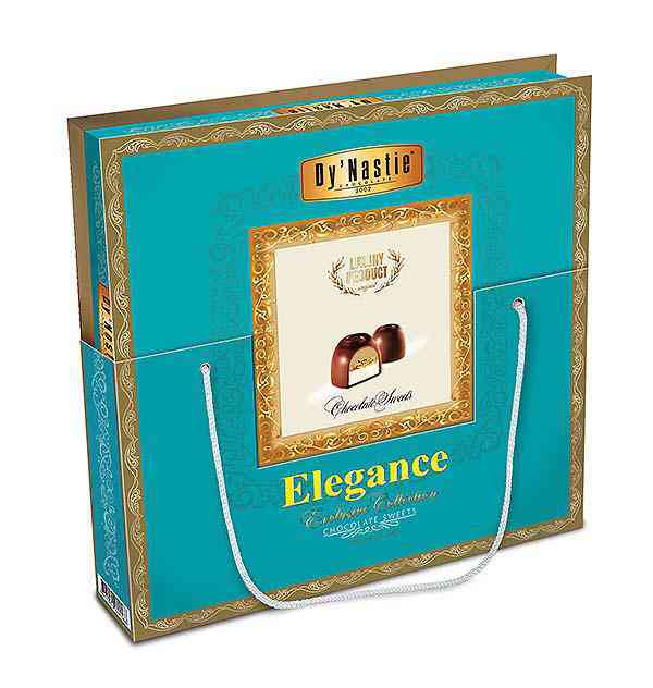 Набор конфет Династия Elegance с тёмным шоколадом кремовой начинкой с дроблёным миндалём и кокосовой стружкой