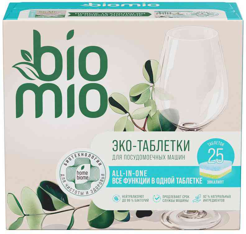 

Эко-таблетки для посудомоечных машин BioMio All-in-One Эвкалипт