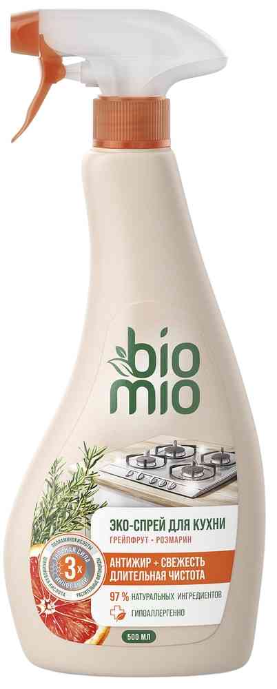 

Эко-спрей для кухни BioMio Антижир + Свежесть грейпфрут-розмарин