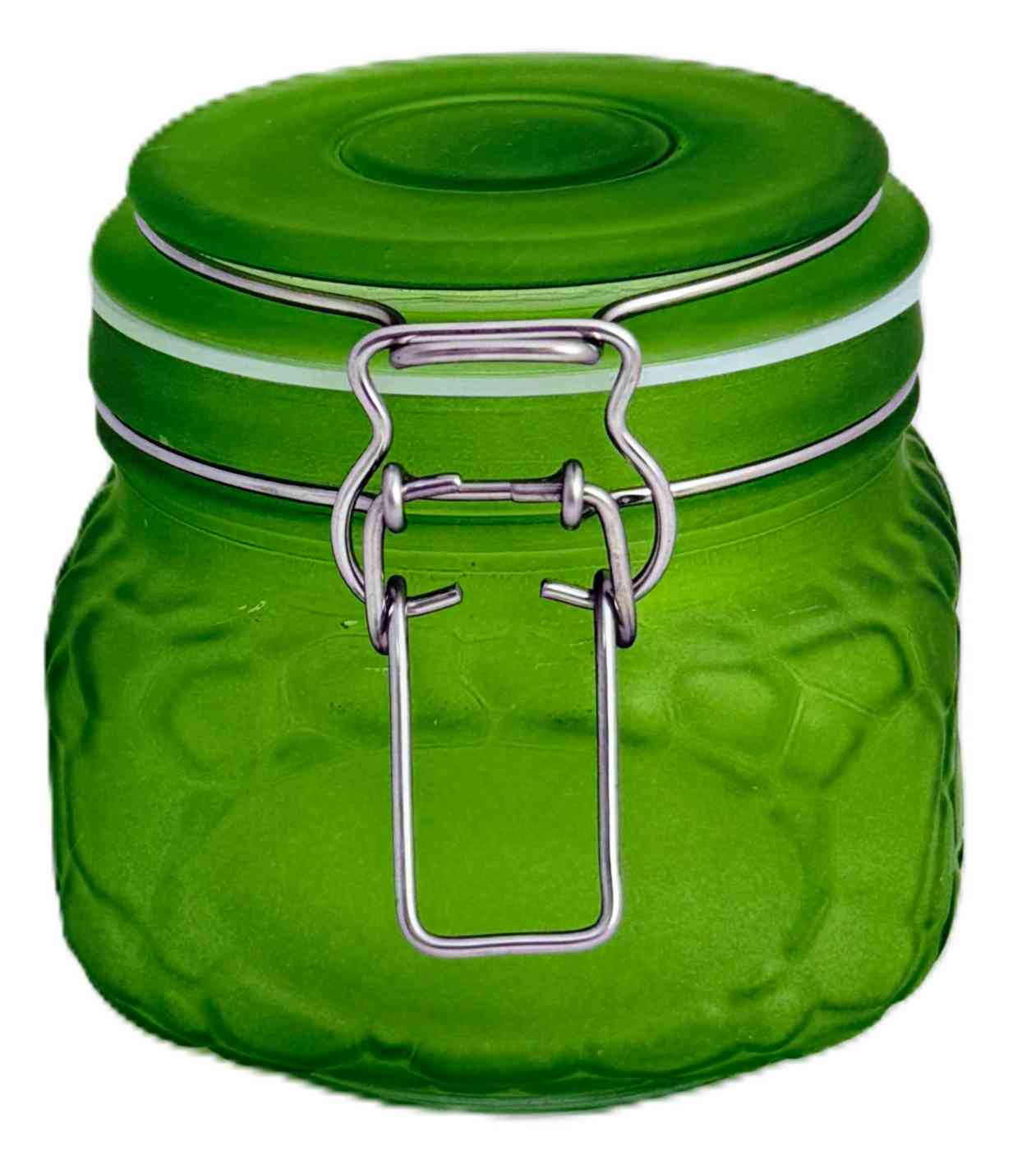 

Банка стеклянная зеленая с замком