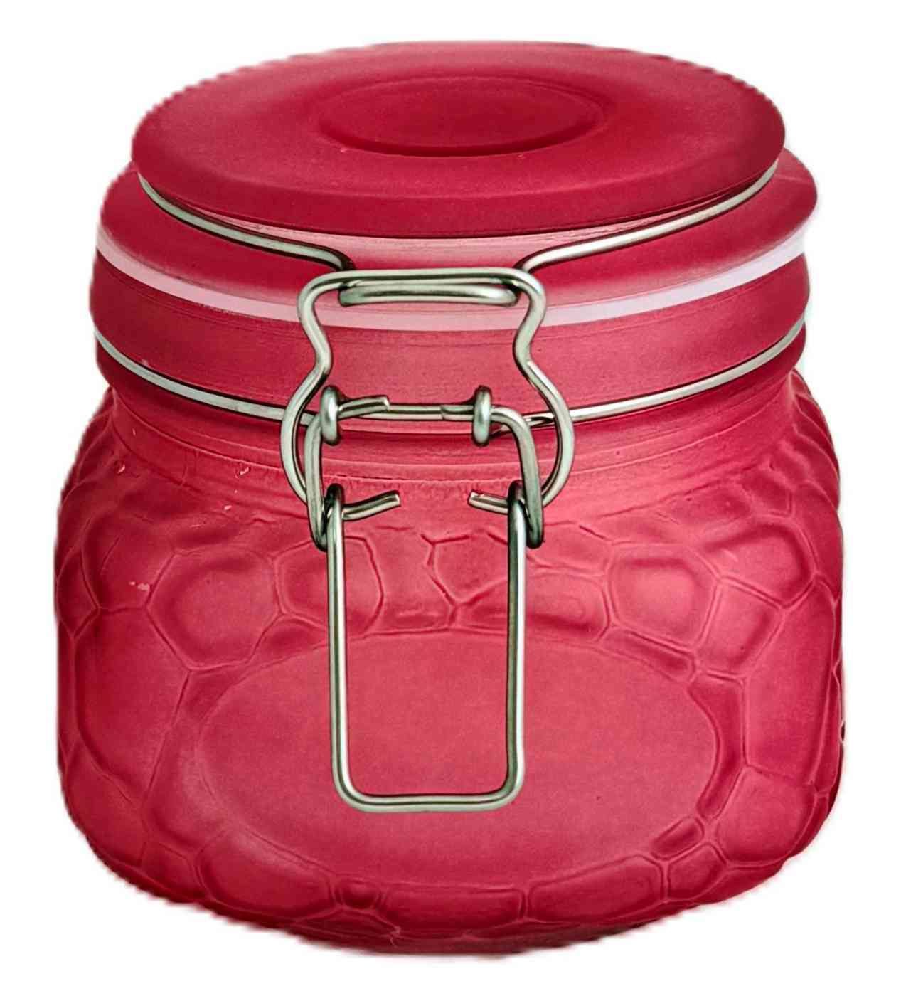 

Банка стеклянная розовая с замком