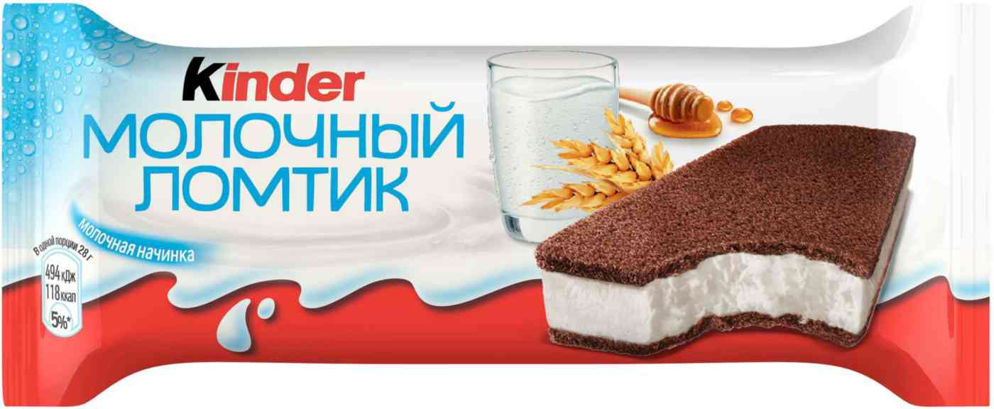

Пирожное бисквитное Молочный ломтик Kinder Молоко и мёд 5%