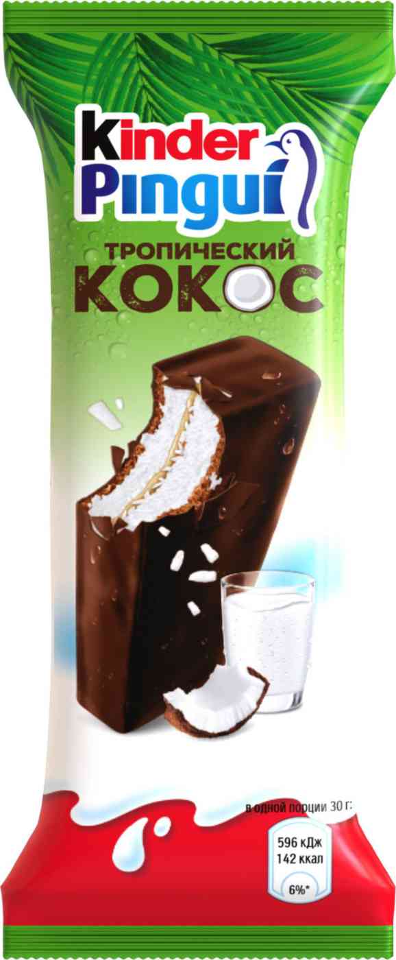 

Пирожное бисквитное Kinder Pingui Молоко и кокос 6%