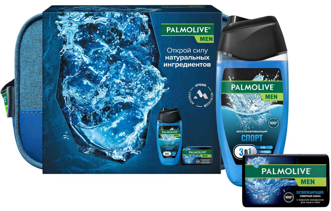 

Подарочный набор Palmolive Men Спорт и Северный океан (мыло, гель для душа)