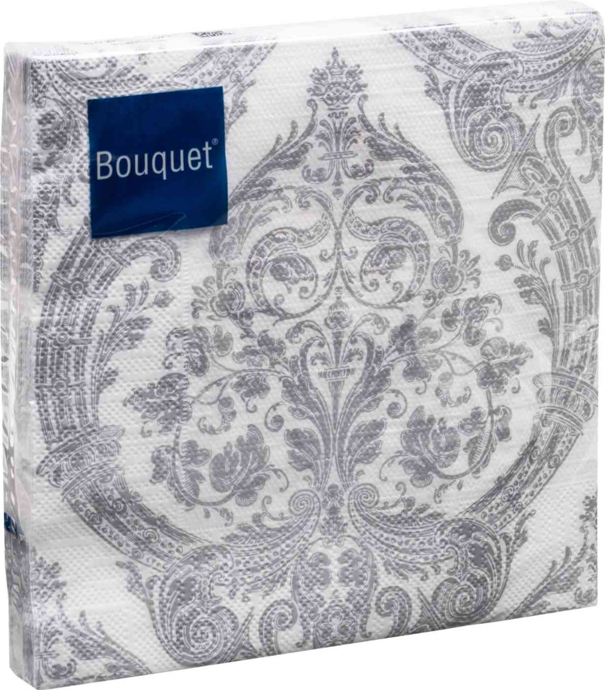 Салфетки бумажные Bouquet Барокко серебро