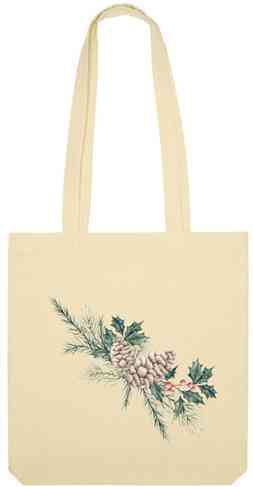 

Сумка-шоппер текстильная Новогодний принт с шишками